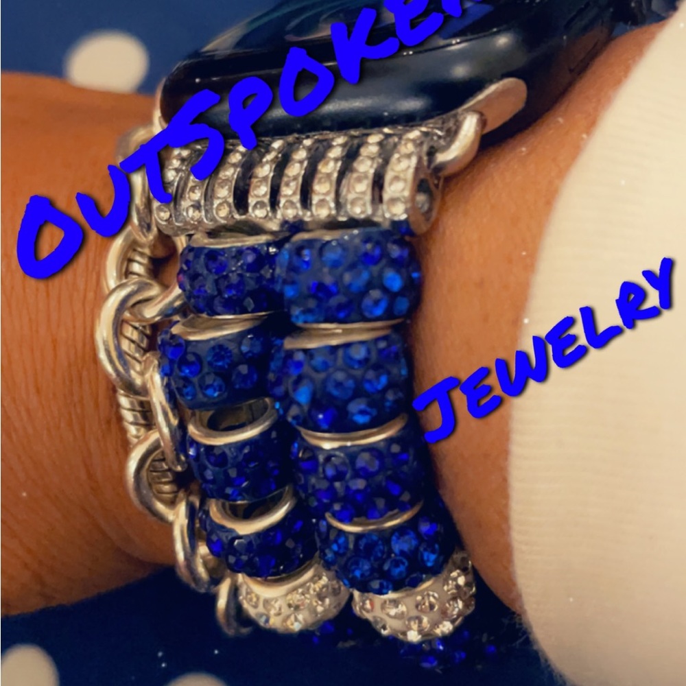 Bling Bracelet and Bling Apple Watch Band (Royal Blue)